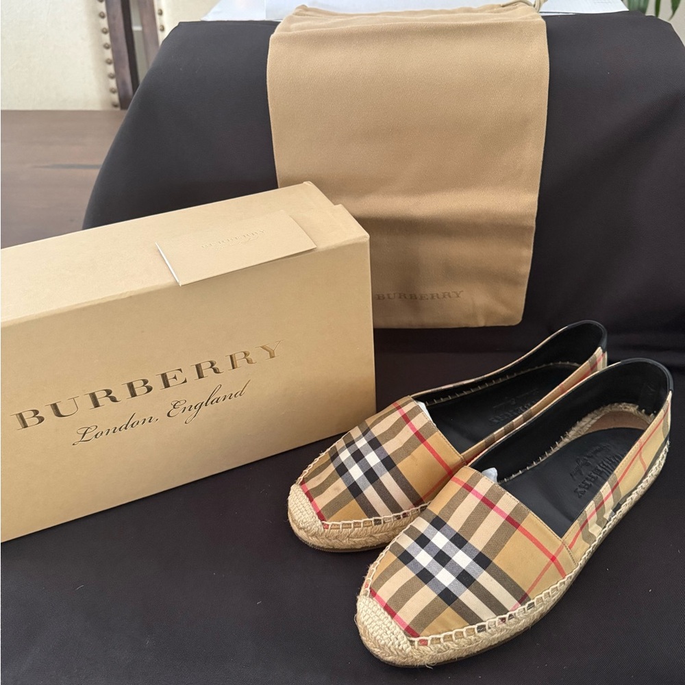 Burberry Beige and Black Espadrilles